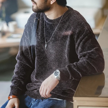 Men's pullover crew neck fine knit marled