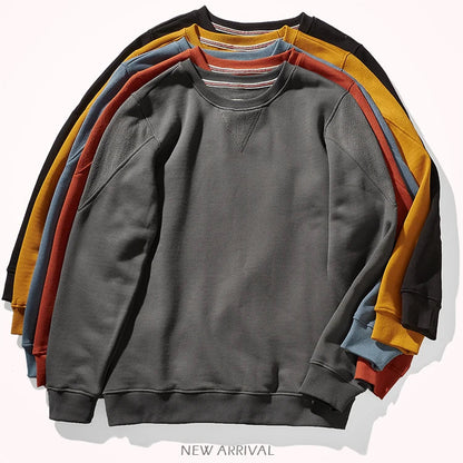 Unisex Long-Sleeve Crew-Neck Sweatshirt Cotton-Look Casual Sweater
