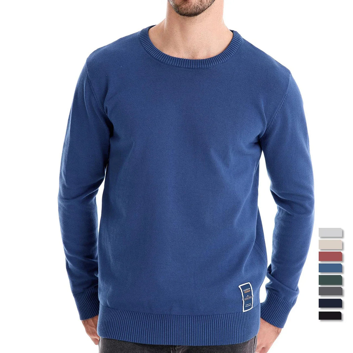Herren Rundhals Pullover Langarm Basic Strickpullover