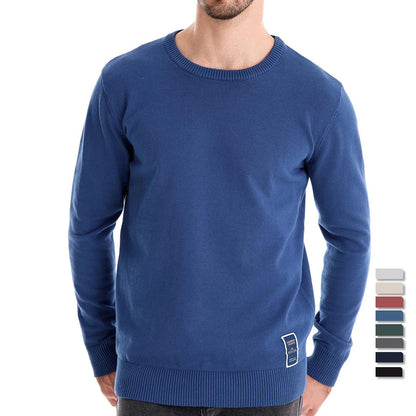 Herren Rundhals Pullover Langarm Basic Strickpullover