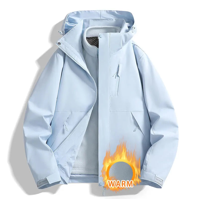 3-in-1 Outdoorjacke mit Kapuze für Herren winddicht wasserabweisend mit Fleece-Innenfutter