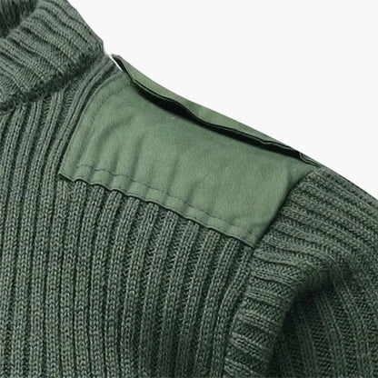 Men's Military-Style Knit Sweater with V-Neck – Fashionable Casual and Outdoor Sweater