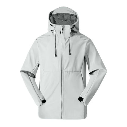 Unisex outdoor jacket with hood and zipper – water-repellent, windproof, warm