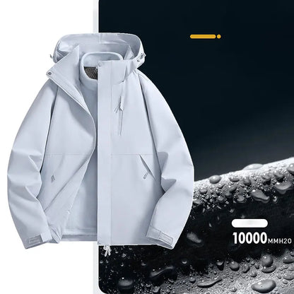 3-in-1 Outdoorjacke mit Kapuze für Herren winddicht wasserabweisend mit Fleece-Innenfutter