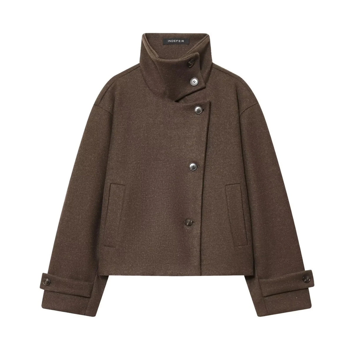 Kurze Damen Übergangsjacke mit Stehkragen und weiten Ärmeln, meliert