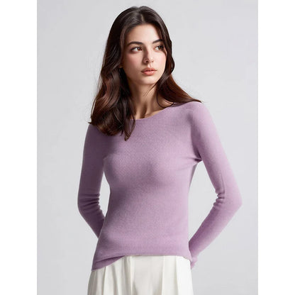 Women's Slim-Fit Crew-Neck Fine-Knit Long-Sleeve Top