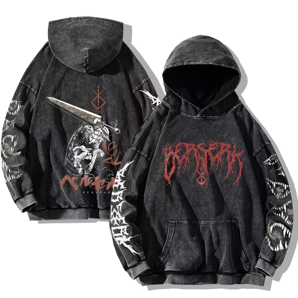 Oversized washed unisex hoodie with graphic print