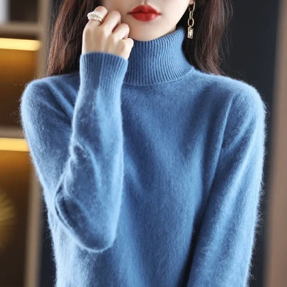 Women's turtleneck sweater long sleeves fine-knit sweater soft material