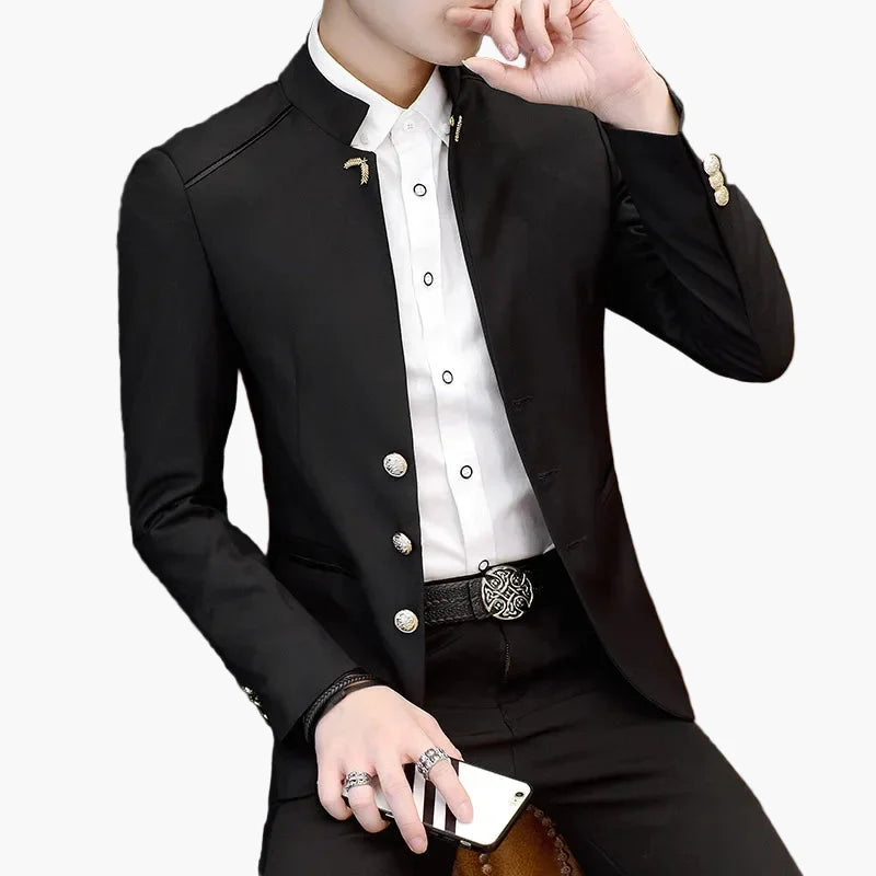 Men's Modern Blazer Jacket with Stand-up Collar – Elegant Casual and Party Look