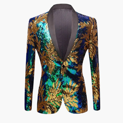 Men's blazer with sequins and floral pattern – Elegant party & event jacket in extravagant design