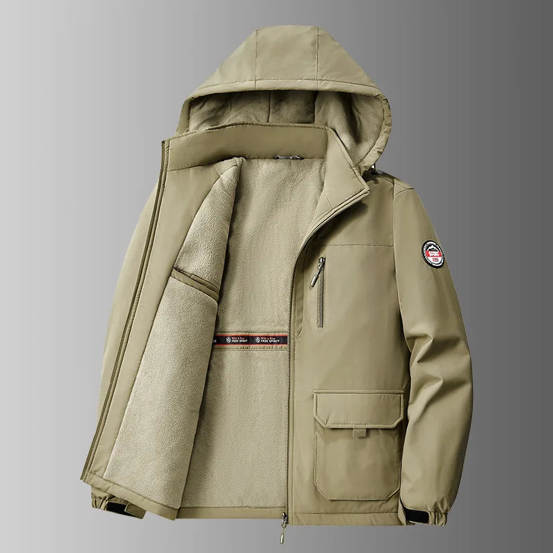 Herren Winterjacke mit Kapuze Gefüttert Mehrere Taschen