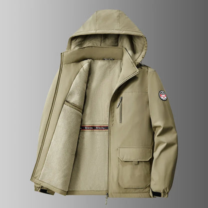 Herren Winterjacke mit Kapuze Gefüttert Mehrere Taschen