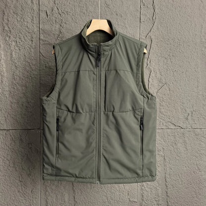Men's winter vest, stand-up collar, quilted, zip-up, sleeveless