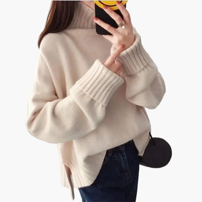 Damen Pullover im koreanischen Stil mit Stehkragen für Herbst und Winter – Lässiger Oversize-Look