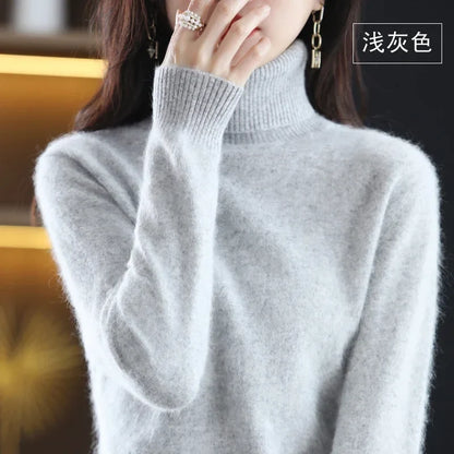 Women's turtleneck sweater long sleeves fine-knit sweater soft material