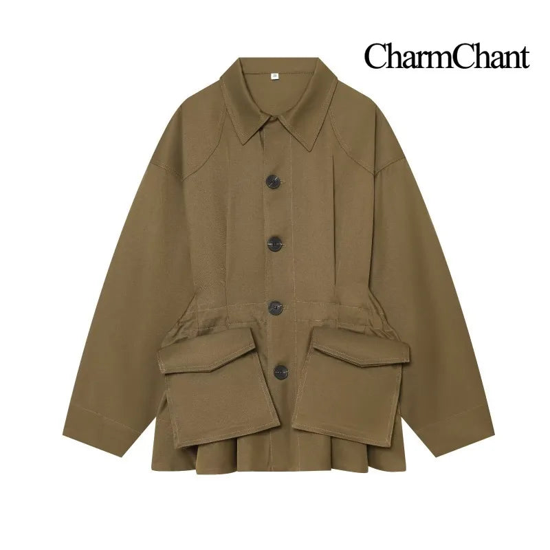 Loose-fit shirt jacket with collar and patch pockets