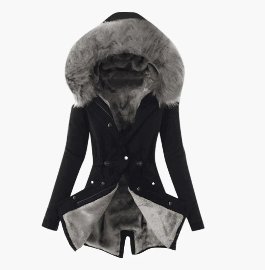 Damen Wintermantel mit Kapuze und Kunstfell – Modischer Parka für kalte Tage