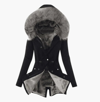 Damen Wintermantel mit Kapuze und Kunstfell – Modischer Parka für kalte Tage