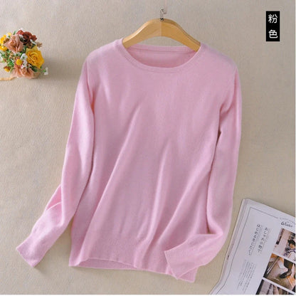 Women's Crew Neck Long-Sleeve Basic Knit Sweater in Many Colors