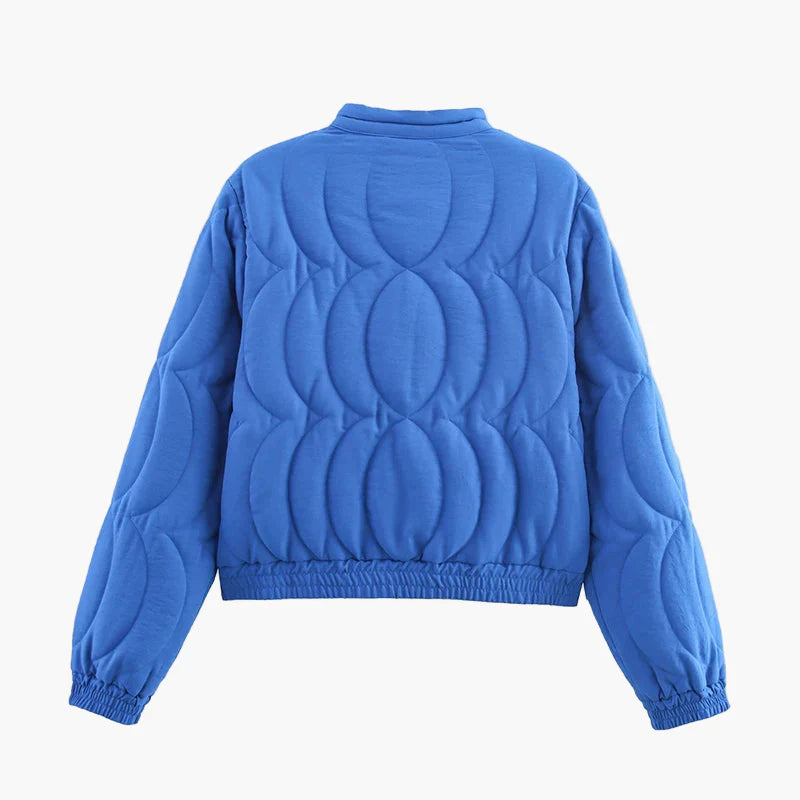 Damen Steppjacke mit Blumenmuster – Modischer Freizeit-Look, Übergangsjacke