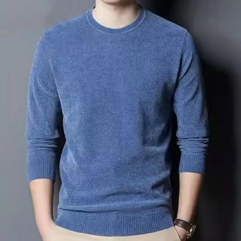 Men's crew-neck long-sleeve pullover winter warm knit pullover