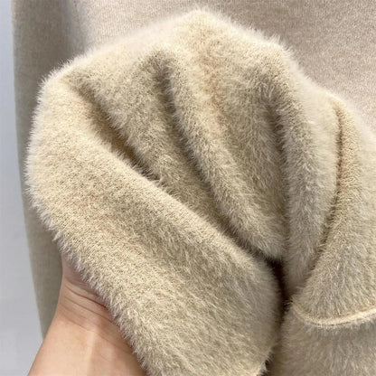 Women's turtleneck sweater with soft lining, warm long-sleeve shirt