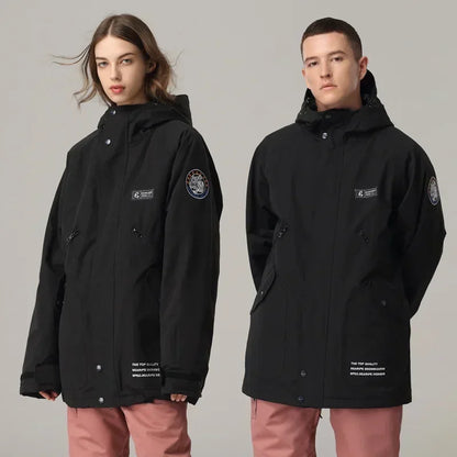 Unisex winter jacket with hood for snow & sports - multicolored