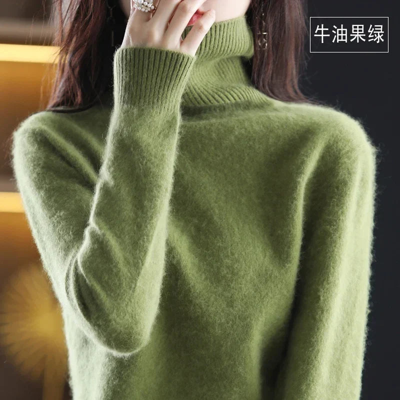 Women's turtleneck sweater long sleeves fine-knit sweater soft material