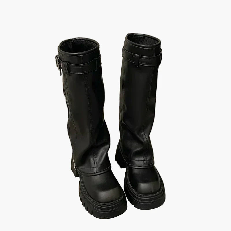 Women's Platform Boots with Zipper – Trendy Chunky Boots for Autumn and Winter