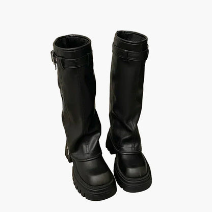 Women's Platform Boots with Zipper – Trendy Chunky Boots for Autumn and Winter