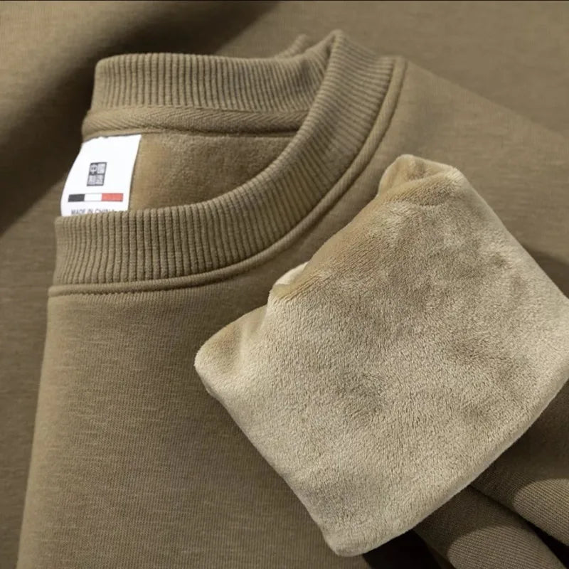 Unisex Langarm Sweatshirt gefüttert Rundhals einfarbig
