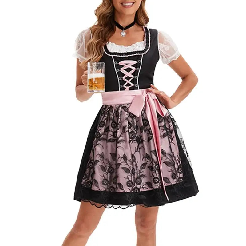 39BB Beer costume, dirndl, dress, blouse, apron, German Bavarian Oktoberfest costume set