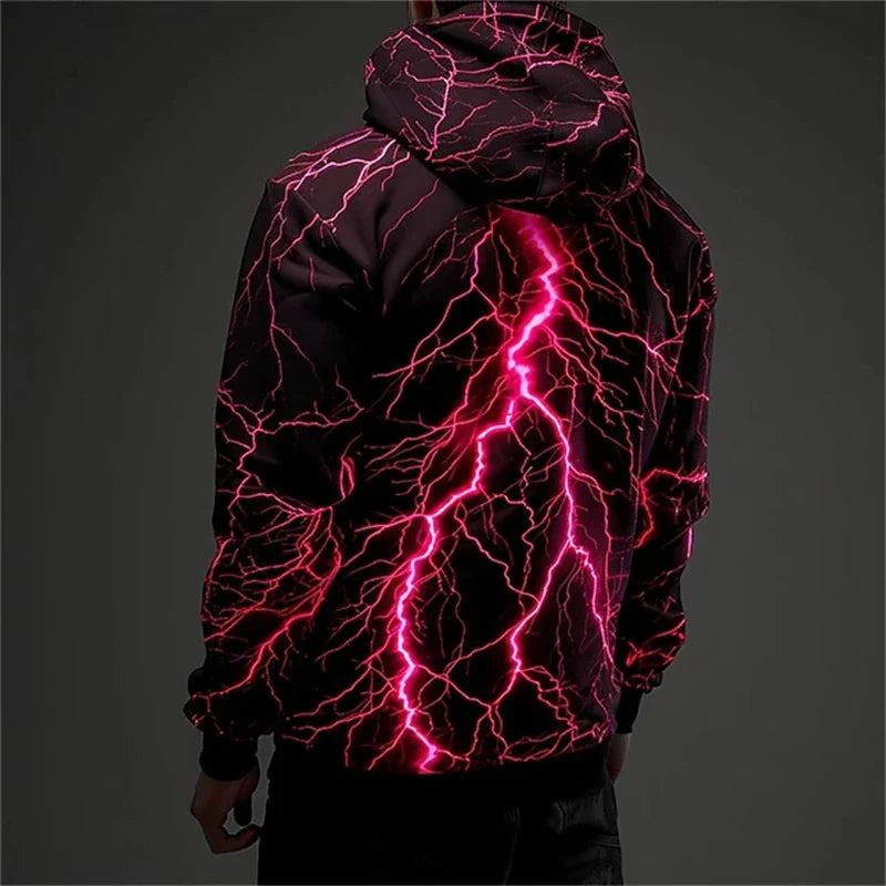 Hoodie mit Blitzmuster Lila Kapuzenpullover Unisex