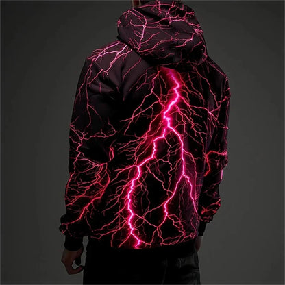 Hoodie mit Blitzmuster Lila Kapuzenpullover Unisex