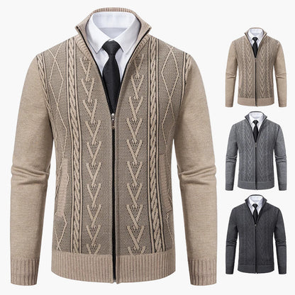 Men's knitted cardigan with zipper – fashionable business cardigan for stylish occasions