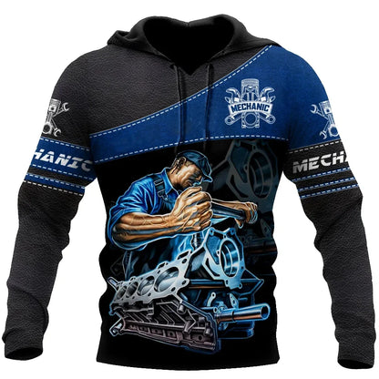 Hoodie mit Mechaniker-Thema und Grafikdruck, verschiedene Designs