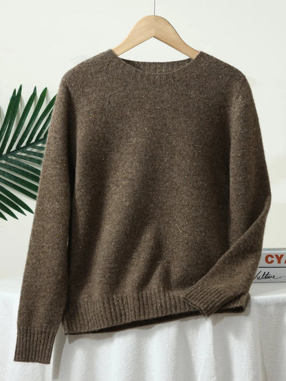 Unisex Langarm Pullover mit Rundhals und Sprenkelmuster