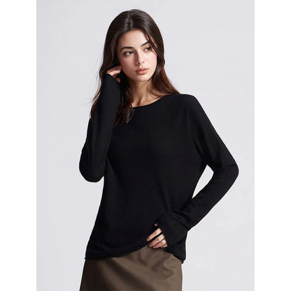 Women's Basic Fine-Knit Crew-Neck Long-Sleeve Sweater