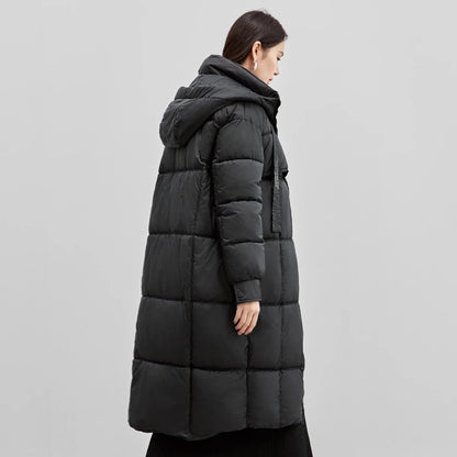 Damen Winter Parka Lang Stehkragen Gesteppt Warm