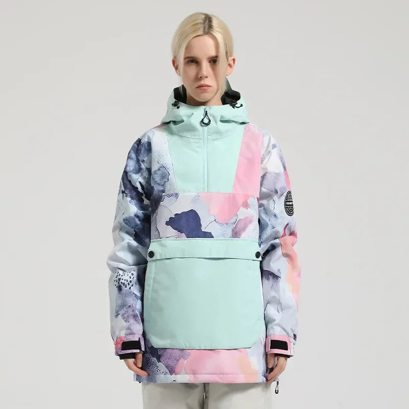 Unisex Winterjacke Anorak mit Kapuze, Reißverschluss & großer Kängurutasche – Wasserdichte Übergangsjacke