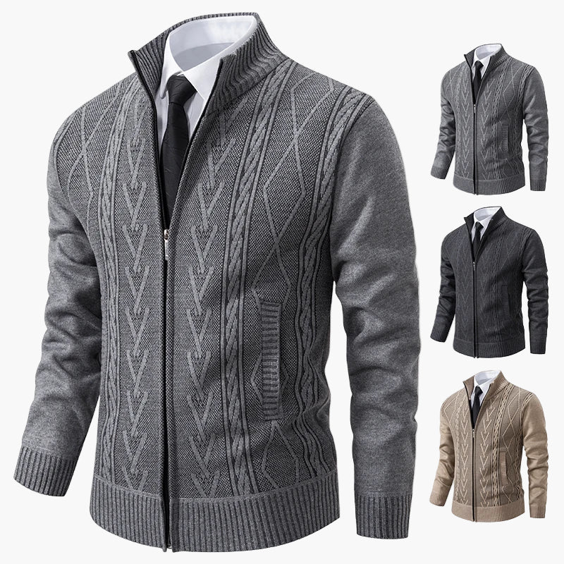 Men's knitted cardigan with zipper – fashionable business cardigan for stylish occasions