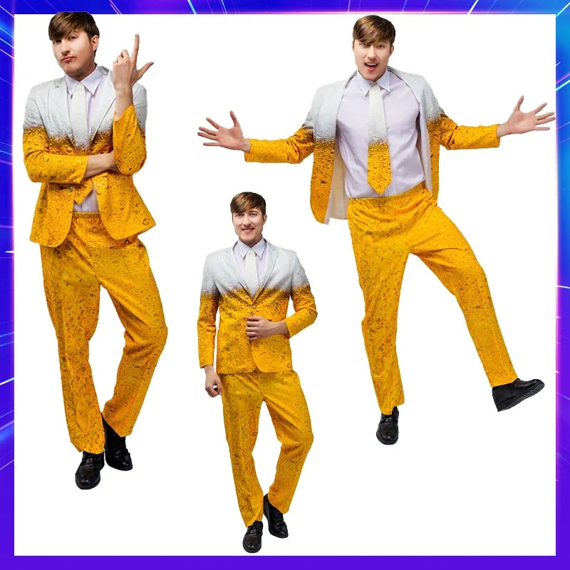 Beer costume suit with foam pattern, men’s carnival party outfit