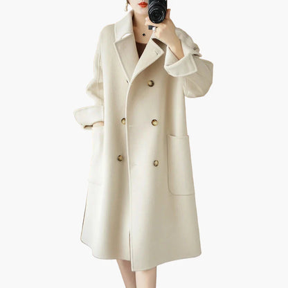 Damen Eleganter Doppelreihiger Wintermantel – Modischer Alltagsmantel für Business und Freizeit