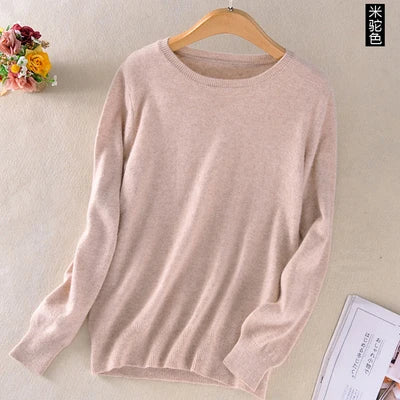 Women's Crew Neck Long-Sleeve Basic Knit Sweater in Many Colors