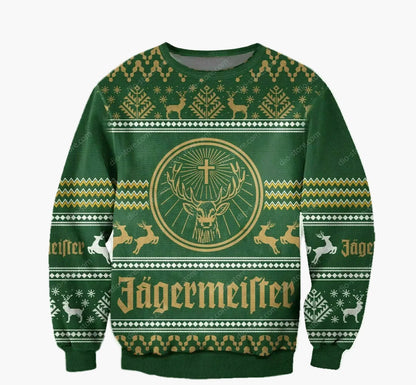Herren Jägermeister Ugly Christmas Sweater – Party Pullover für Weihnachten und Winter