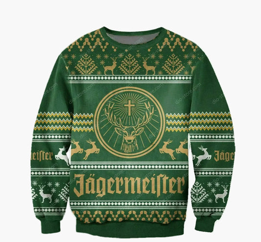 Herren Jägermeister Ugly Christmas Sweater – Party Pullover für Weihnachten und Winter
