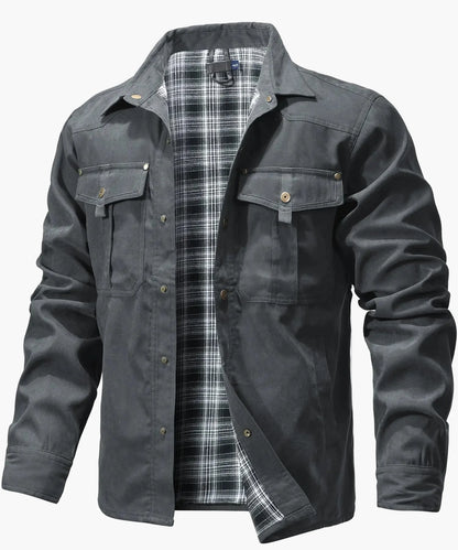 Men's Casual Shirt Jacket Spring Shacket Western Cowboy Style with Flannel Lining and Snap Buttons