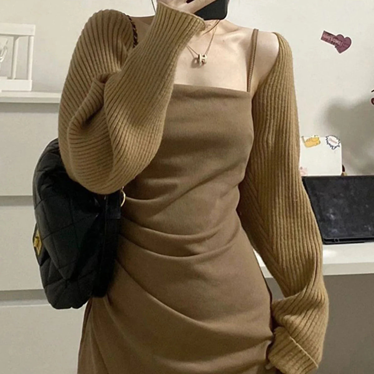 Women's knitted bolero shrug, ribbed knit, short-sleeve cropped top, off-shoulder