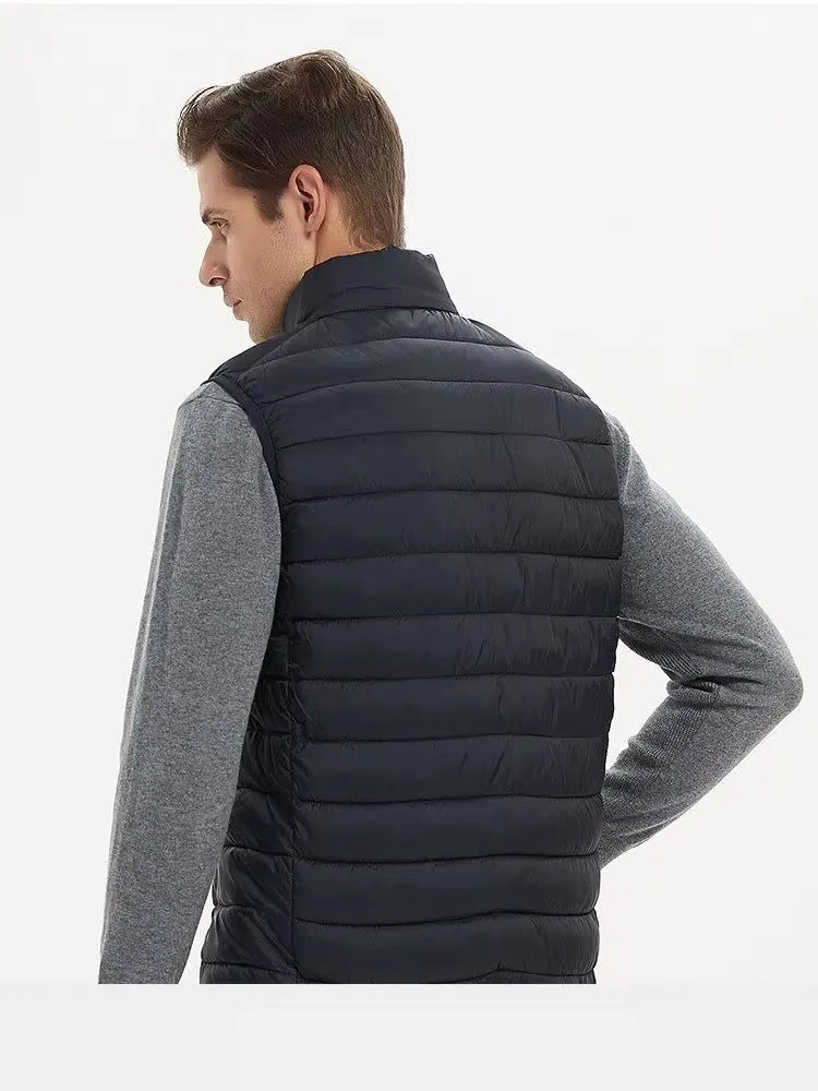Unisex quilted vest, lightweight padded vest with stand-up collar