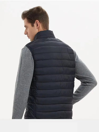 Unisex quilted vest, lightweight padded vest with stand-up collar